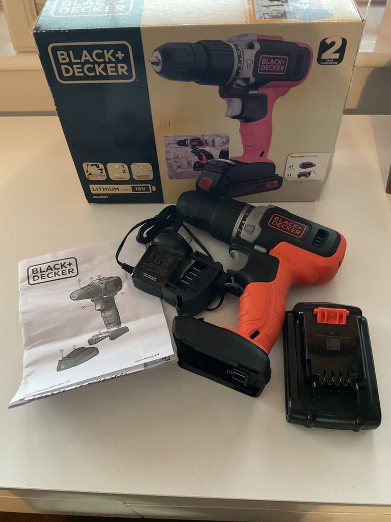 Black & Decker 18V Cordless Drill With Hammer Action 