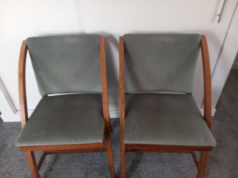 image for 2 newly upholstered art deco chairs. Originally from Harrods.
