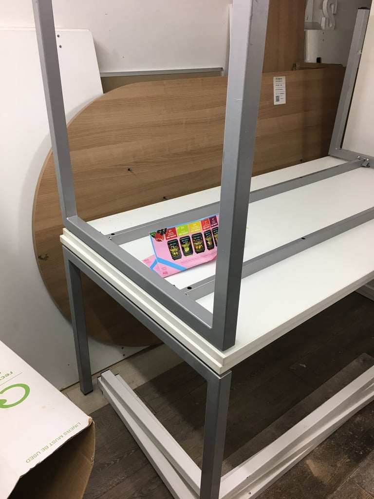 ***£10*** each 2 PCS Metal Frame Table White top Office Desk 