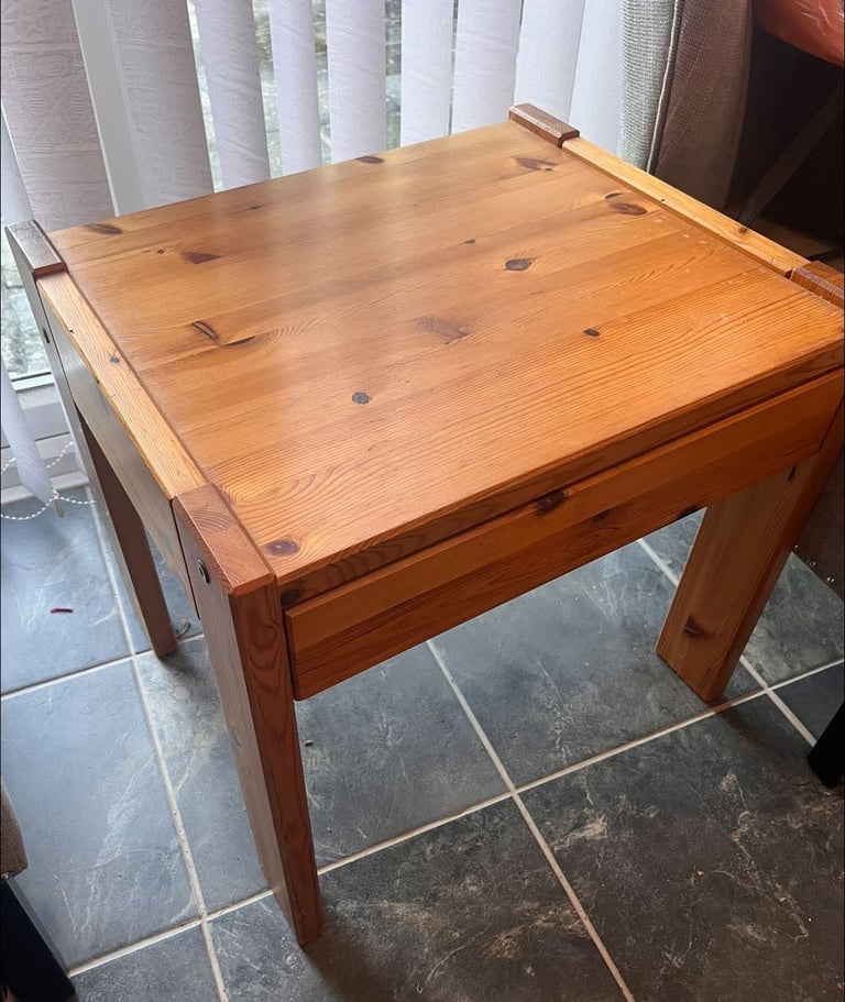 image for Solid Pine Varnished Side/Lamp Table with Drawer