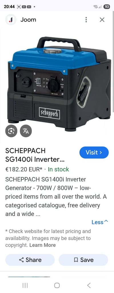 800w 4 stroke portable generator