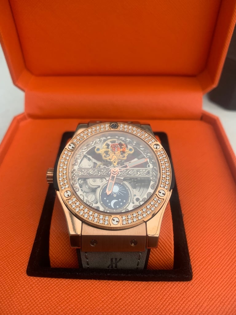 image for Rose Gold Skeleton Automatic Watch | Open-Back Design
