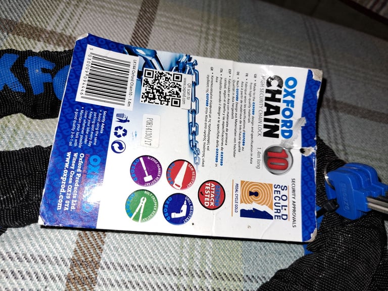 MOTORBIKE CHAIN LOCK & ANCHOR: #NEW#- £45 for Both OXFORD CHAIN 10 LOCK LK144 & OXFORD ANCHOR LK395 