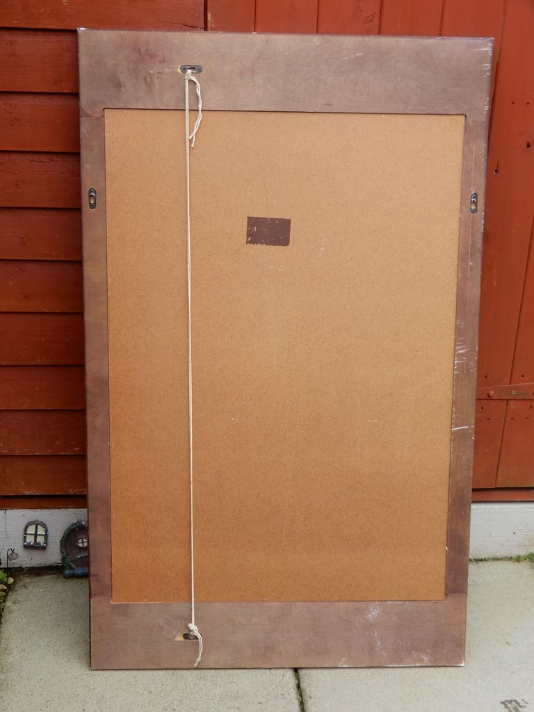 Large wall mirror with wooden frame