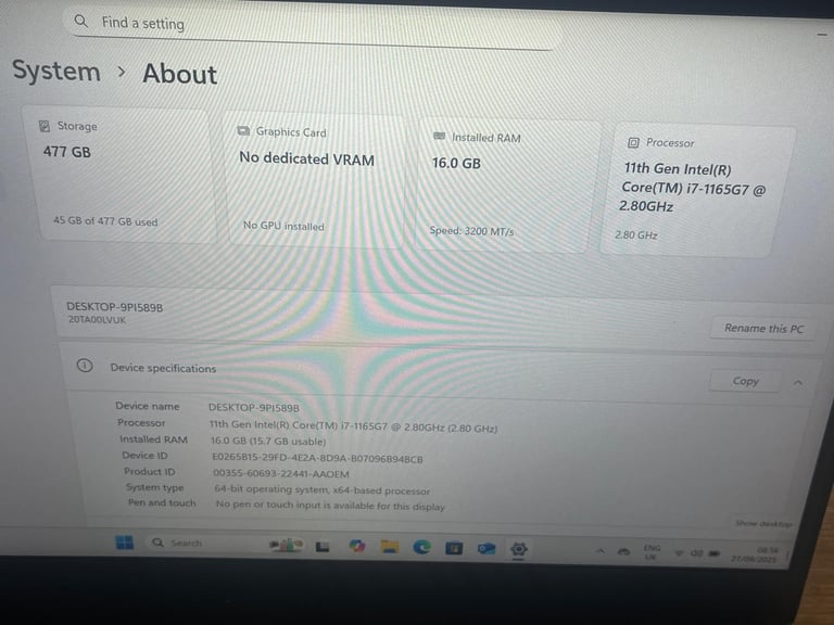 Lenovo ThinkPad E14 Intel i7 11th Gen 16GB RAM 512GB SSD NVMe