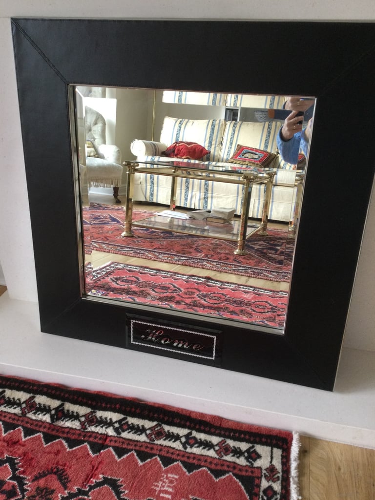SPARKLING LARGE WALL MIRROR WITH DIAMANTÉ “ HOME” ON FRONT