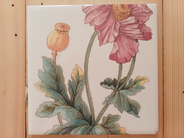 REDUCED Vintage Victorian Style Floral Fireplace Tiles 6” x 6” Complete Set of 10