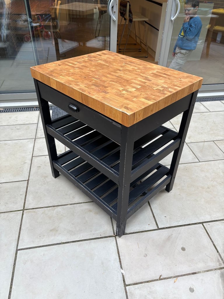 image for IKEA VADHOLMA Kitchen Island – Black/Oak – £120