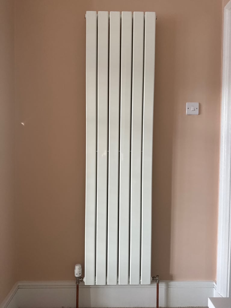 Unused ELEGANT 1800 x452mm Vertical Column Designer Double White Flat Panel Radiator