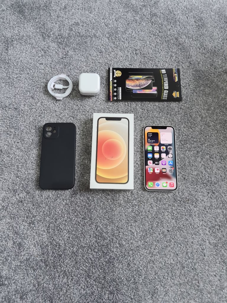 Iphone 12 Bundle 91% Batt 256GB Unlocked White Warranty I Phone
