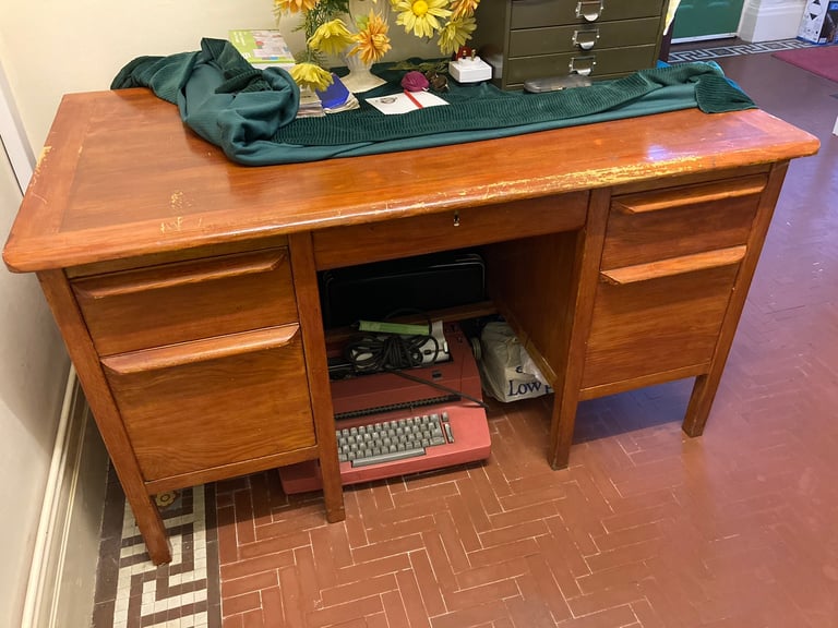 image for Large wooden executive desk with drawers