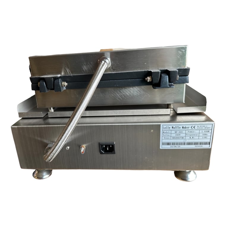 The Electric Lollipop Waffle Machine making lollipop-shaped waffles.