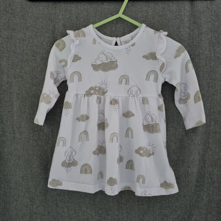 image for Disney Baby Girls Dress with Dumbo The Elephant Print. 3-6 Months. VGC