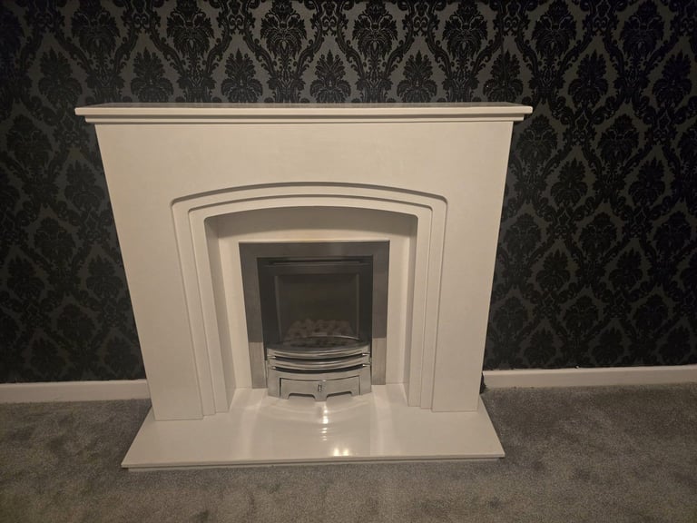 White Marble Fireplace 