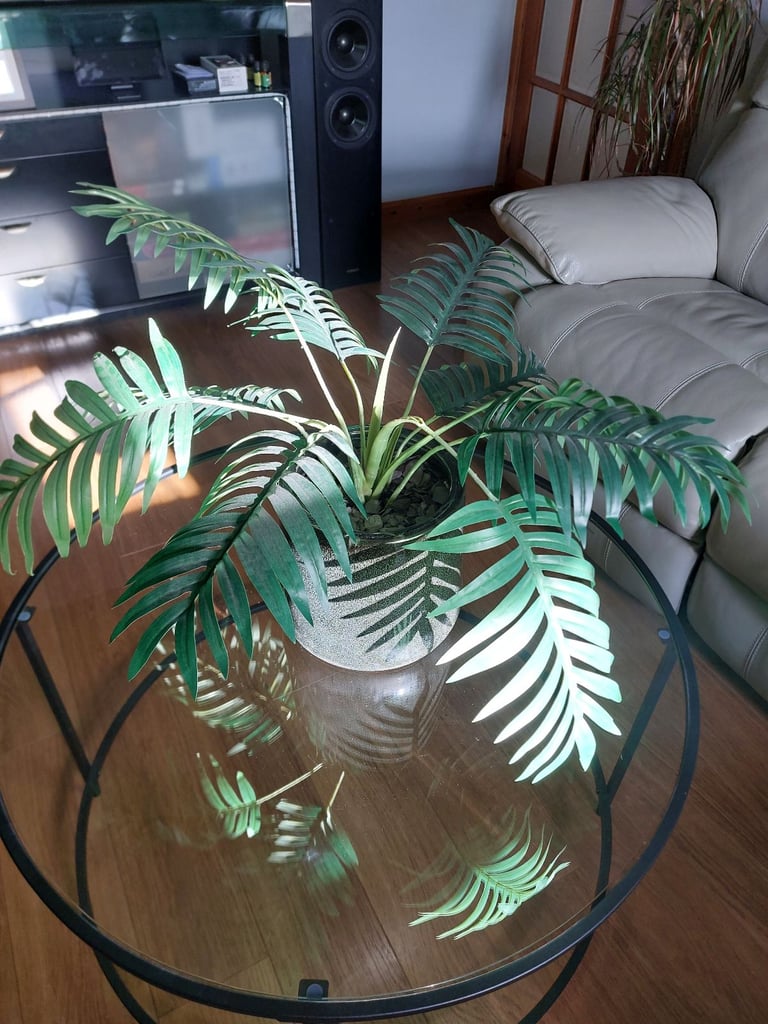 image for Artificial fern with black glazed pot