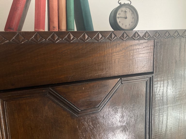 Pretty Antique Oak Wardrobe Hall Cupboard Free Delivery
