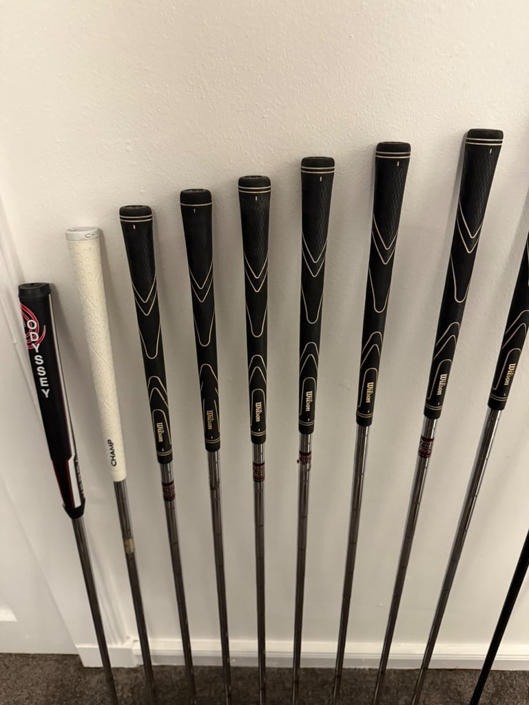 Full set of Wilson, Titlesit, ping golf clubs + Wilson cart bag