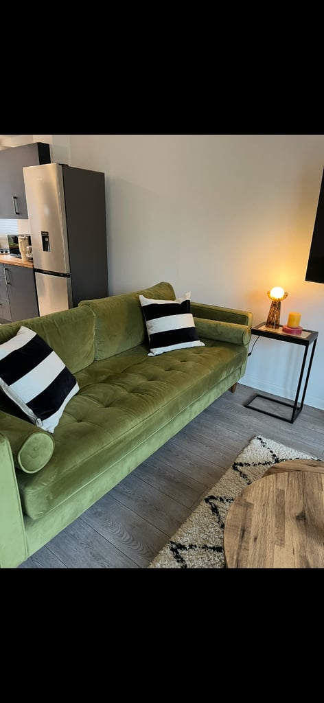 image for Green Velvet 2 Seater and 3 Seater Sofas