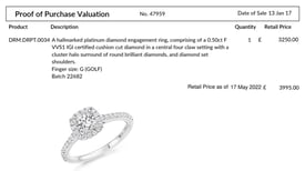 Engagement Ring - VVS1 Diamond Quality - F Colour - 0.5CT - Ring Size G