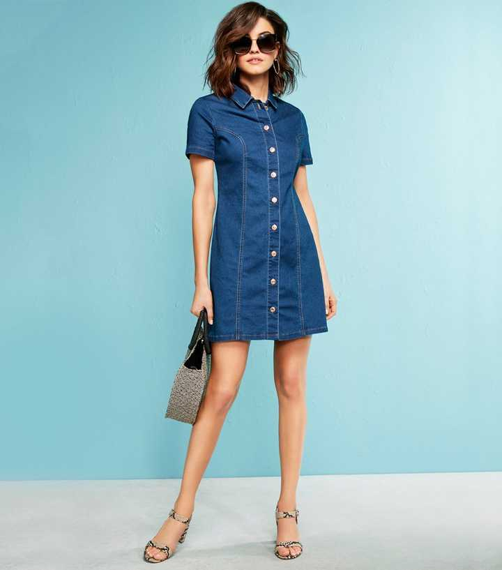 NEW LOOK SHORT DENIM DRESS SIZE 14 RRP 24.99 NEW WITH TAGS | in Wirral,  Merseyside | Gumtree