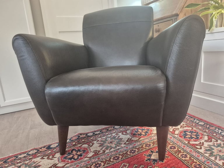 John Lewis Brown Leather Club Chair