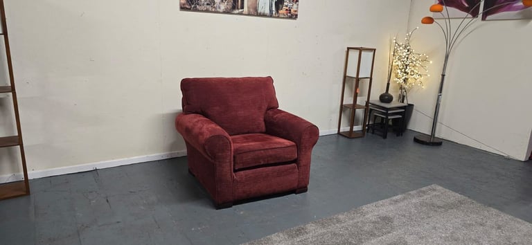 Multiyork®️ Imogen Duck Feather Interlined Wine Red Fabric Loose Cover Armchair Excellent Condition