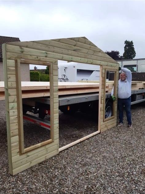 Sectional Wooden Lodge 12m x 3.6m (39ft x 12ft). Dismantled. Delivery available.