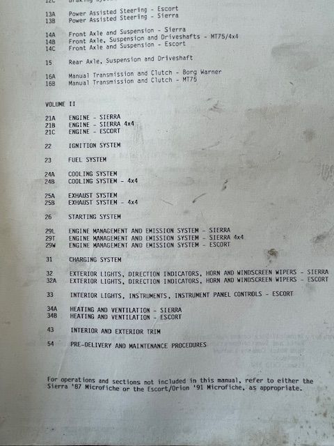 FORD SIERRA RS COSWORTH Workshop Manuals - Volume 1 & II 