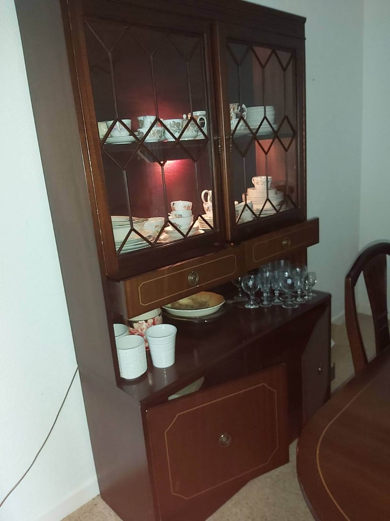 Mahogany Dresser with glazed doors & internal light