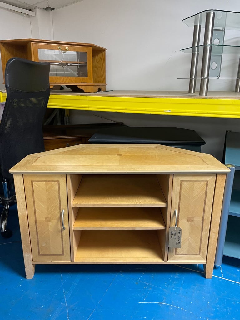 image for Corner Beech Wood TV Unit TCL Reuse 100088