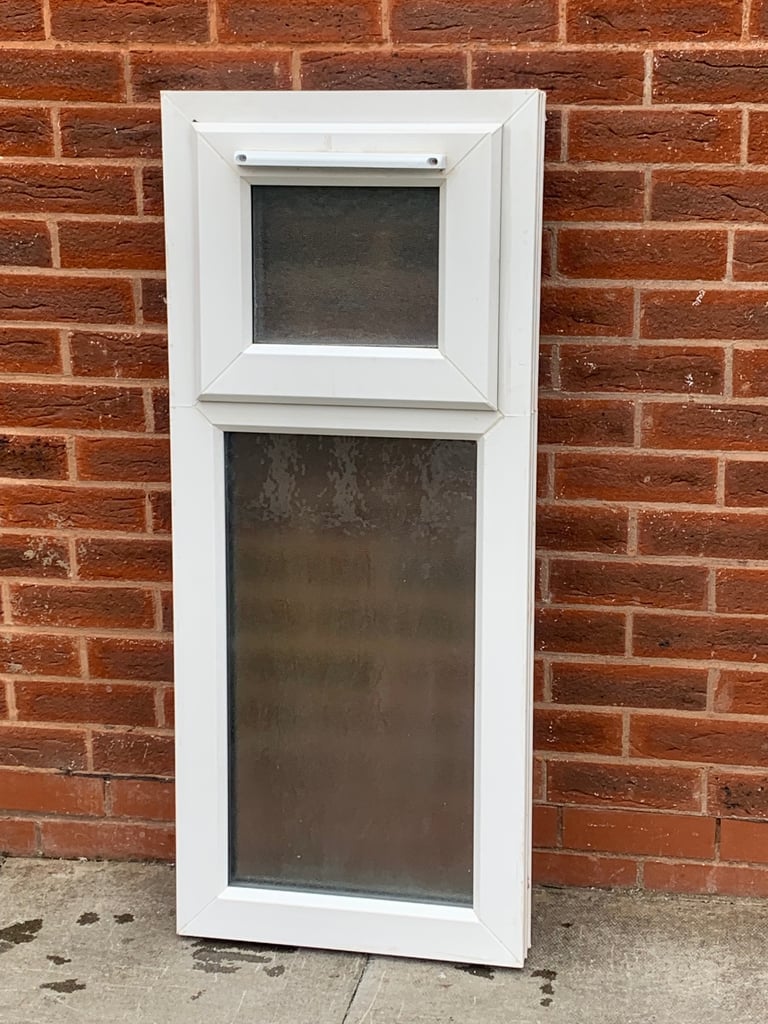 UPVC DOUBLE GLAZED BATHROOM WINDOW WITH TOP OPENER 48.5cm WIDE 113.5cm HIGH