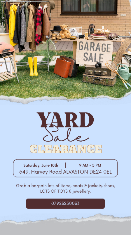 ☆☆☆ Yard Sale & Clearance - Saturday 9-5pm - Harvey Road, Alvaston ☆☆☆