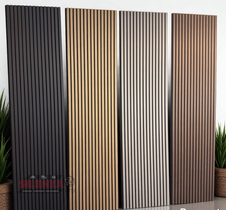 image for Acoustic Slat Wall Panels in Oak, Grey, Black