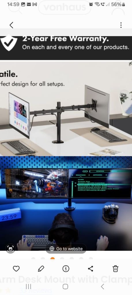 Double monitor mount