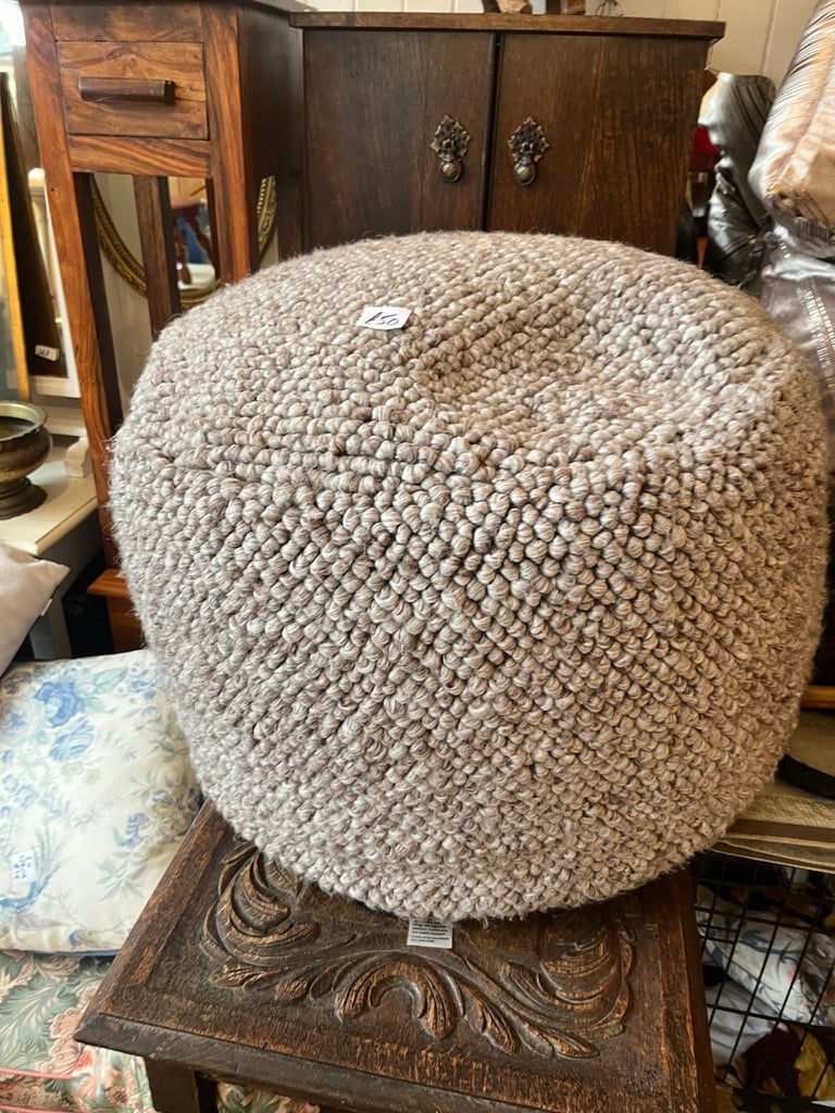 image for Large wool pouffee in grey colour in good condition .  