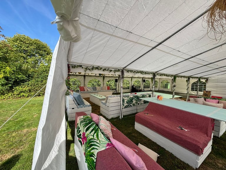 Wedding / Party Setup Including Marquees, Seating, Tables and Decorations.