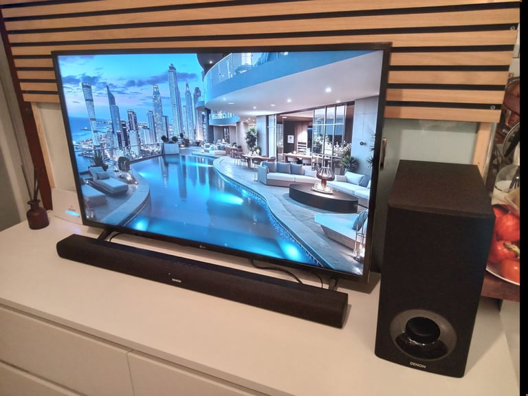 LG 43 " TV with Denon Soundbar + Subwoofer 