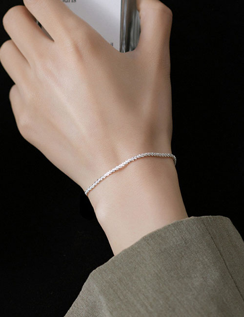 image for Radiant Silver Elegance: Ladies' Silver-Plated Chain Bracelet for Timeless Glamour