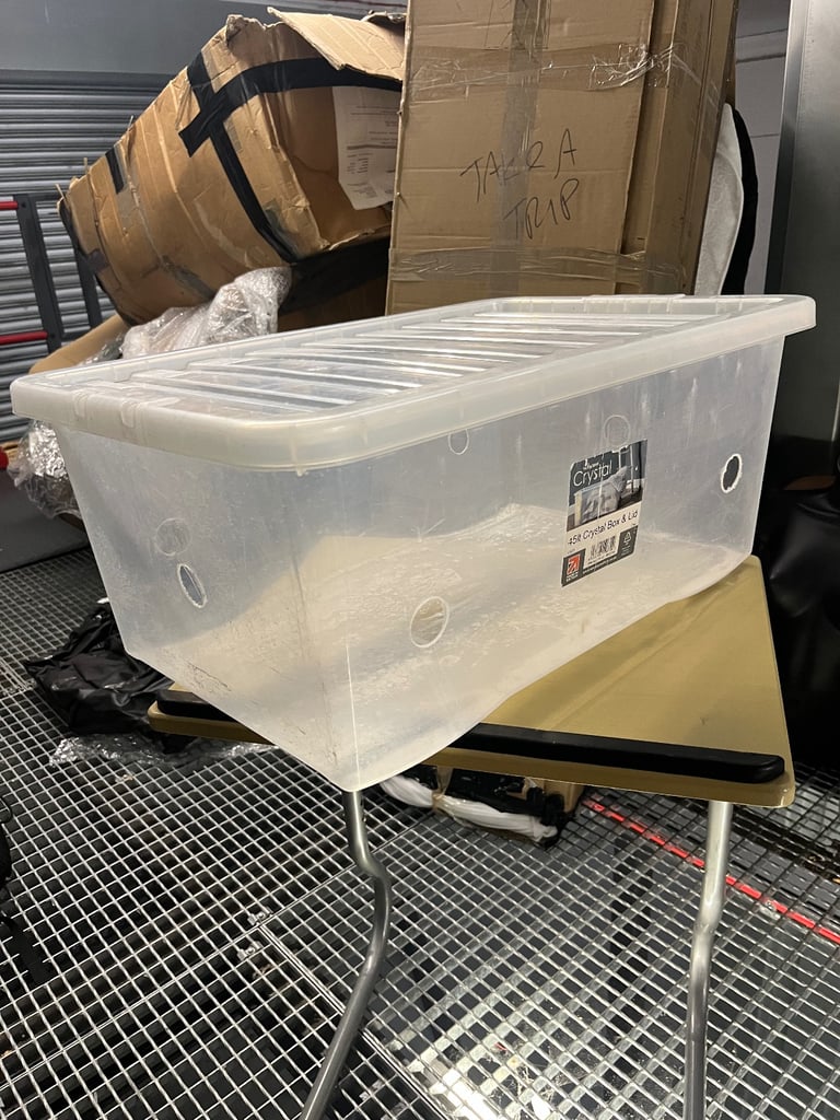 image for 📦 Bulk Lot – 300x Wham Crystal 45L Plastic Storage Boxes with Lids (Used, Good Condition)