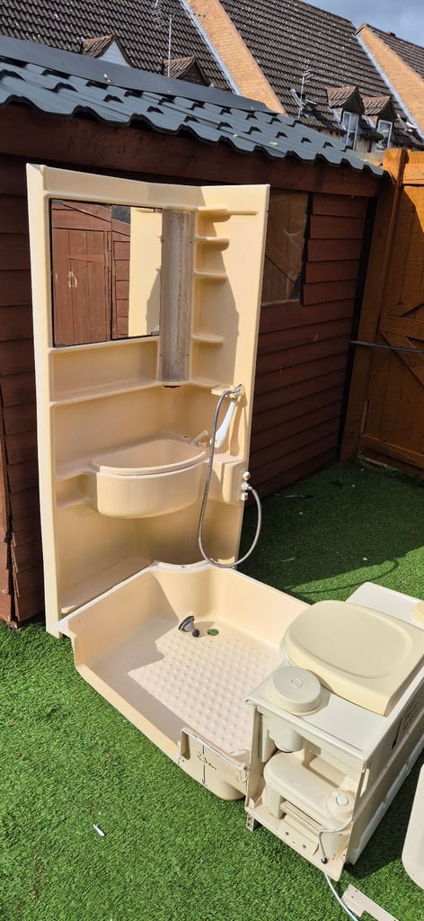 Whole complete toilet unit for camper conversion.