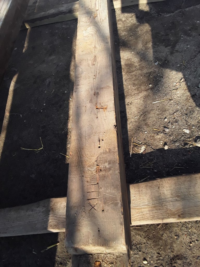 Reclaimed 200 years old, solid pine beam. 7 feet long.