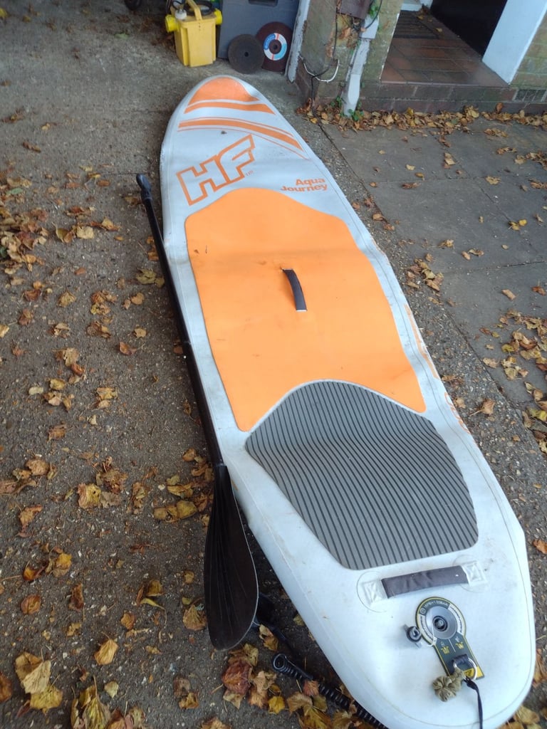 image for Paddle board with fins and strap with paddle no pump in very good condition 