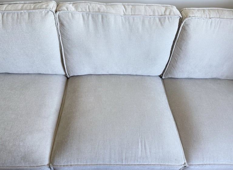 AVAILABLE pouffe + Dusk Brooklyn 3 seater sofa - ivory