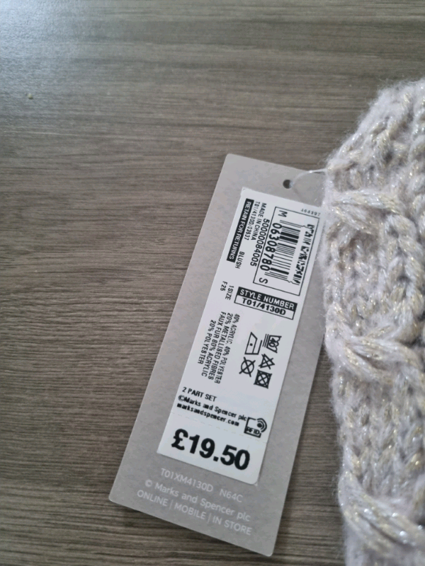 Marks & Spencer Woollen Bobble Hat & Fingerless Gloves in Cwmbran
