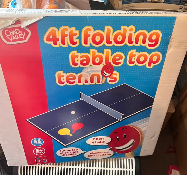 4ft folding tennis table. Fits on normal table 