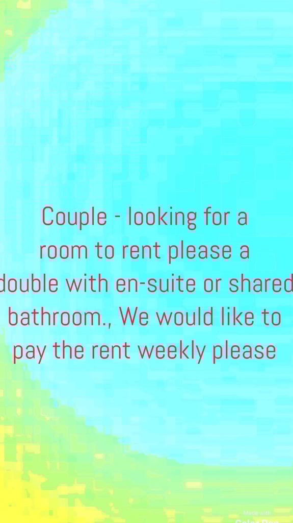Urgent - Couple looking for a room to rent or a studio flat to rent please.