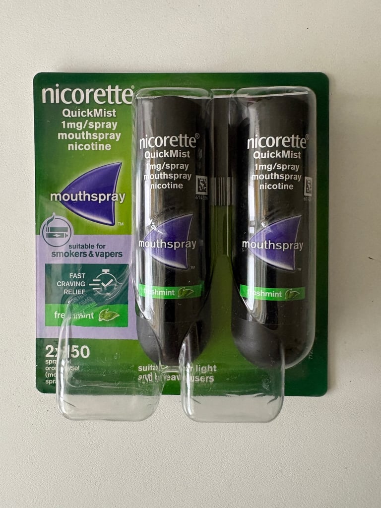 Nicorette QuickMist Freshmint Mouth Spray 1mg Duo pack x 2