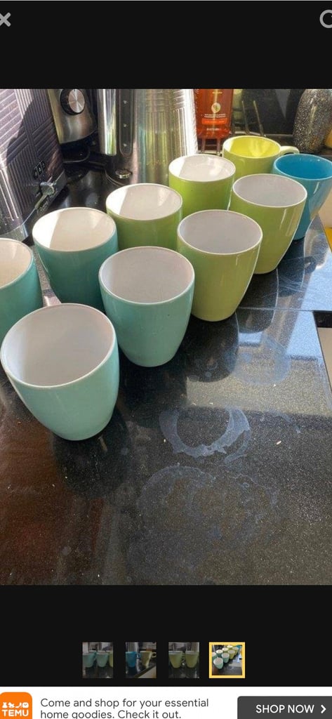 10 mugs - 2 sets of 4 matching and 2 separate IKEA ones