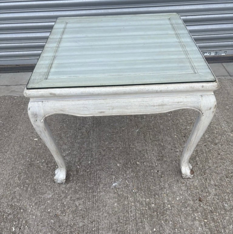 image for White Antique French Style Glass Coffee Side Table