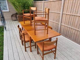 White and newton extending dining table and chairs teak danish 